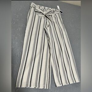 Zac & Rachel Cream and Black Striped Wide Leg Ankle Pants